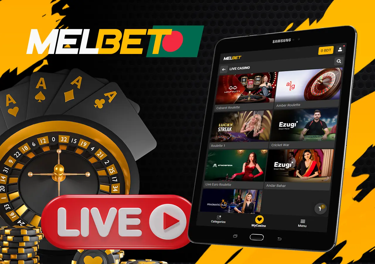 Table games in a live casino with real dealers